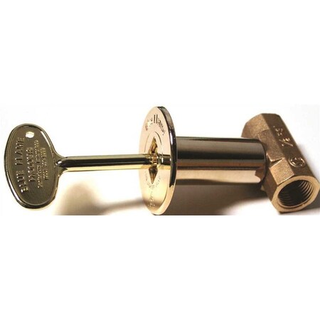 Blue Flame Straight Gas Valve Kit Includes Brass Valve, Floor Plate and Key in Polished Brass BF.S.PB.HD
